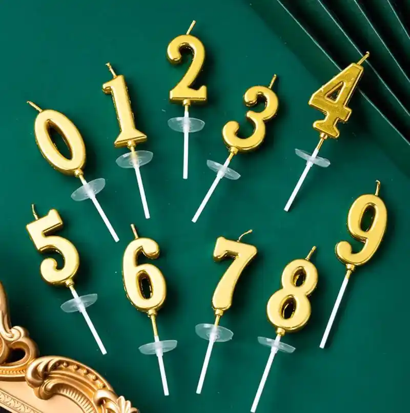 生日蛋糕装饰金色数字蜡烛烘焙派对甜品台环保无烟小蜡烛装扮插件