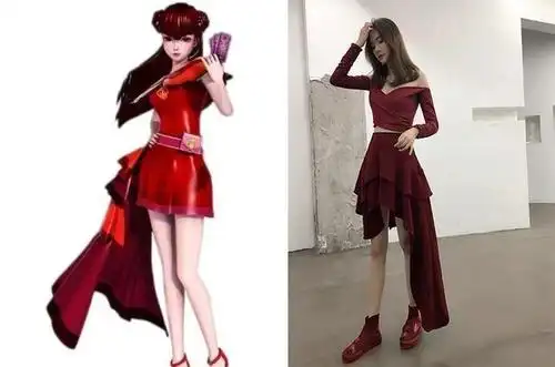 最后这款是小魔女齐娜的红色长裙,独特的设计就是有一个裙摆,像尾巴一