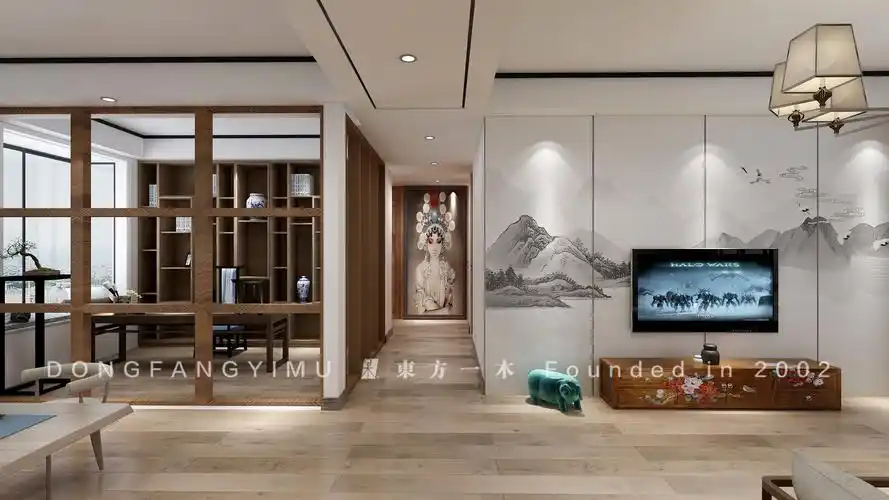 living  room花落,山静,月出,鸟鸣,东方一木设计师结合王维诗中的意境