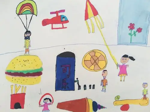 3.5班的美术作业:《大人国与小人国》