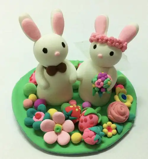 超轻粘土制作仿照牛人作品小清新结婚兔兔