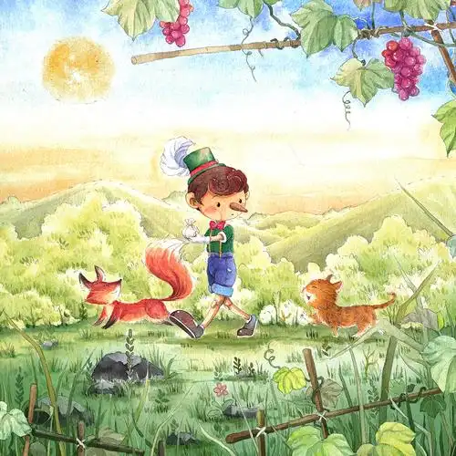 水彩插画 绘本——匹诺曹