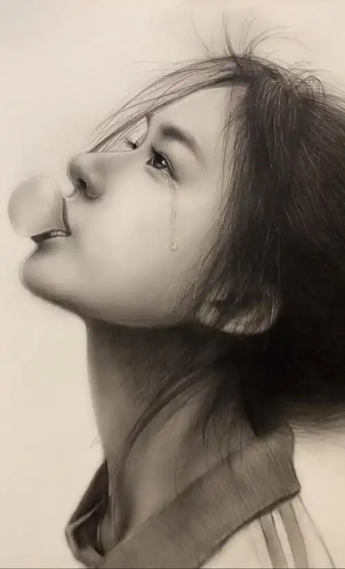 手绘哭泣女孩图片