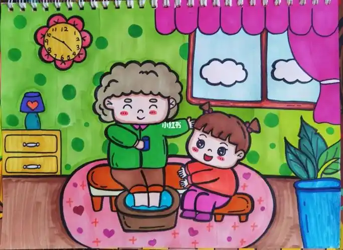 尊老爱幼重阳节儿童画