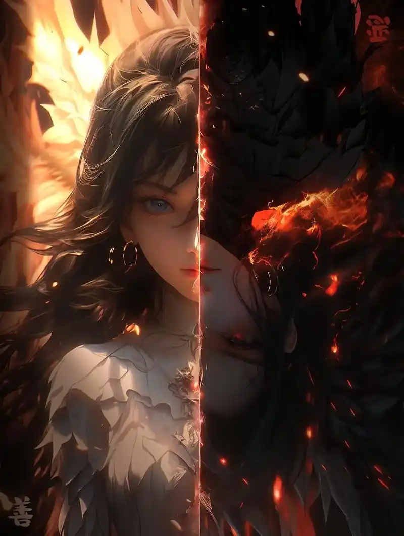 善恶一念之间#ai绘画 #美图分享 #动漫少女 #天使与恶魔 - 抖音