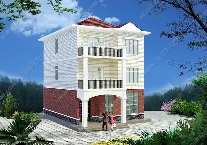 三层遮雨大露台农村楼房自建房养老房效果图