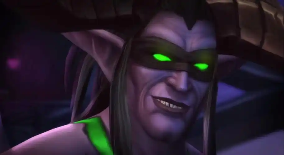 求个伊利丹过场动画的邪笑