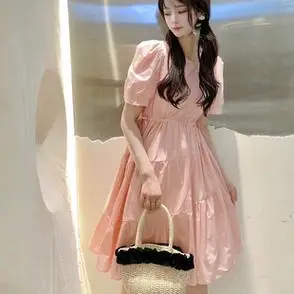 修身 粉色收腰连衣裙 显瘦气质衬衫 歌芝2021春夏新款 - 女装/女士