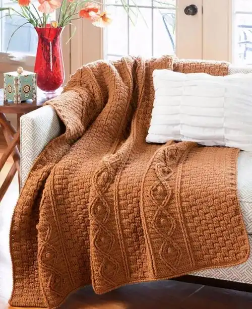 钩针编织毯子,同色,不用配色,花样很棒,.