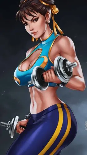 街头霸王来自中国的女性角色春丽肌肉手机壁纸图片竖屏1080(4)