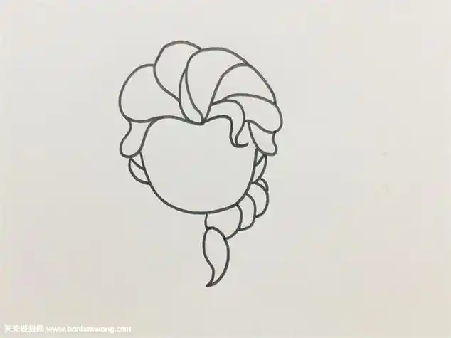 卡通简笔画   先画艾莎公主的发型画出脸部线条与简笔画冰雪女王艾莎