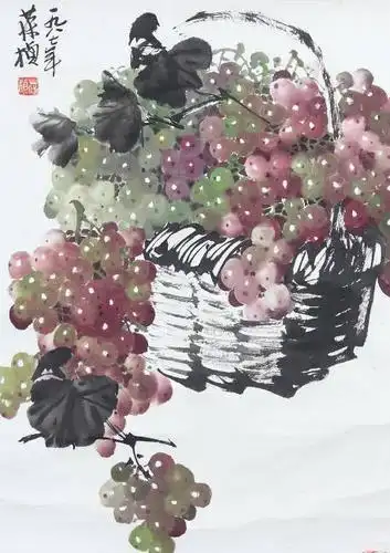 国画家苏葆桢画葡萄堪称经典,颗颗晶莹剔透,看着忍不住想吃!