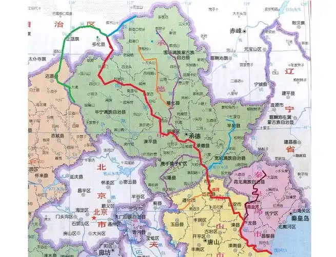 红色标记是总长888公里的滦河流域