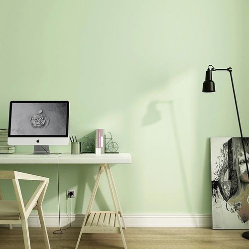 豆青色墙纸淡绿色莫兰迪极简清新文艺卧室纯色素色电视背景墙壁纸