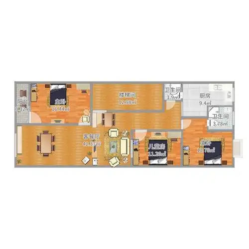 120平筒子楼设计