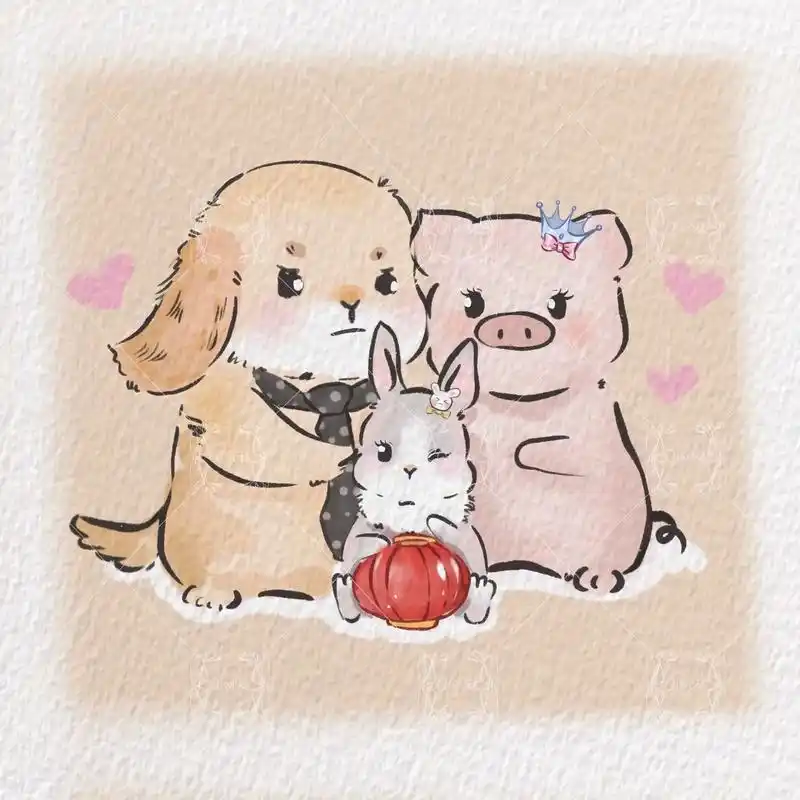 一家三口头像亲子生肖动物组合