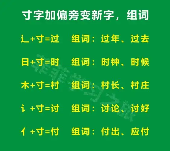 寸字加偏旁变新字,组词1v1咨询大师v:yxxs5099