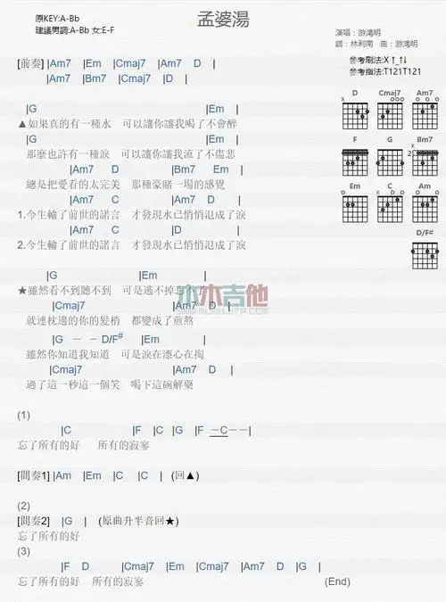 孟婆汤(吉他谱)