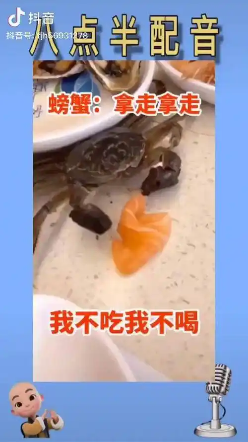 螃蟹我马上都被别人吃了还吃什么东西萌宠搞笑配音
