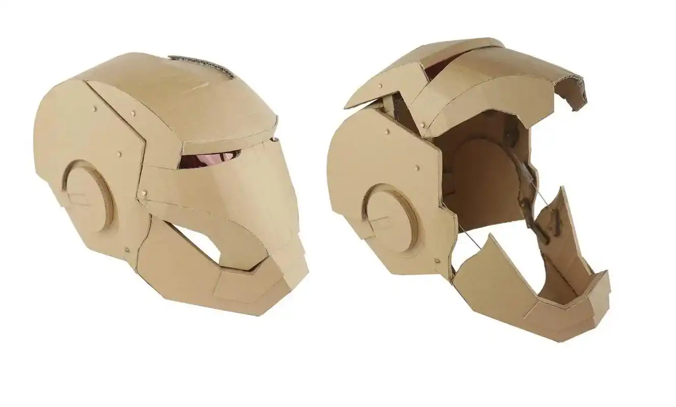 可开合钢铁侠头盔纸板图纸 #纸模 #钢铁侠头盔  手绘图纸, - 抖音