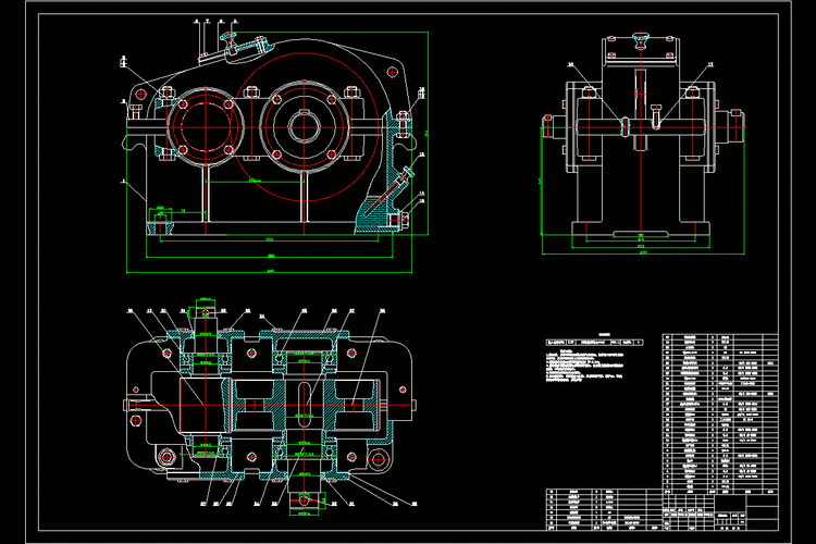 一级减速器装配图(中心距153长442宽213)_至和网zhwtk.com