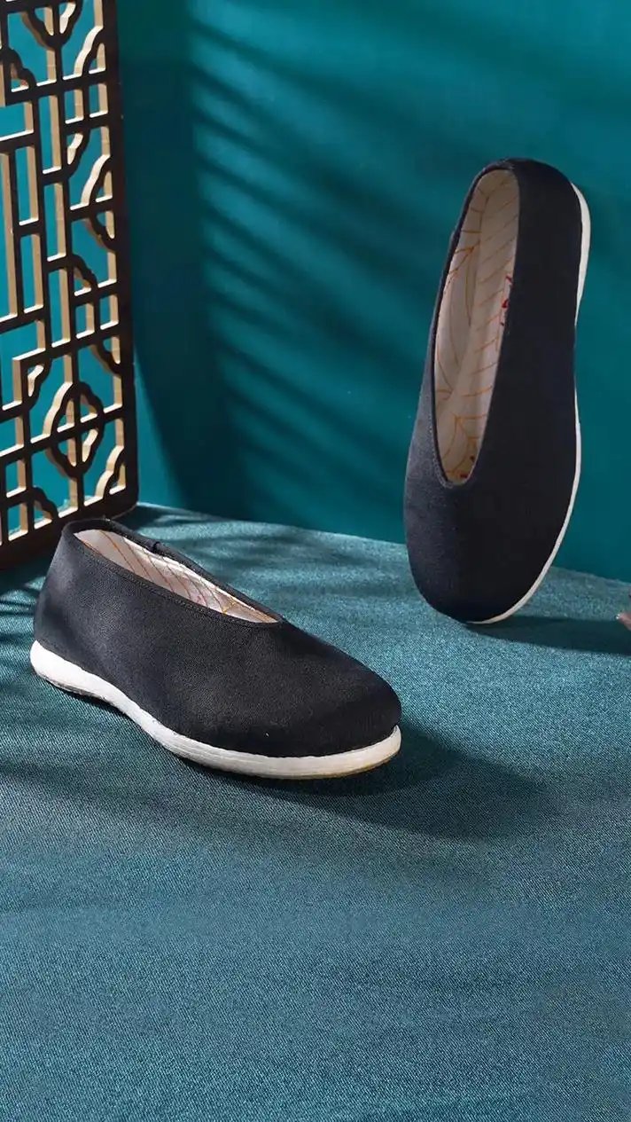 复古圆口功夫布鞋传统手工千层底