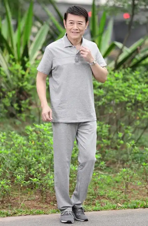 富贵鸟品牌高端男装夏季时尚中年爸爸夏装短袖套装男父亲节中老年t恤