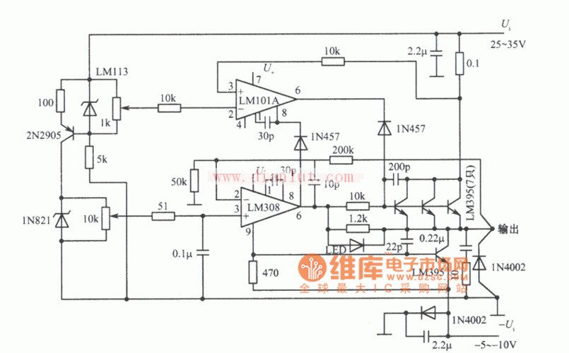 0--25v,0～10a稳压/稳流电源电路