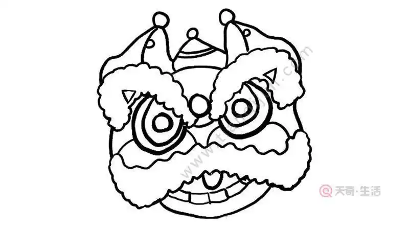 画舞龙舞狮简笔画和颜色舞龙狮过大年春节简笔画南海龙狮吉祥物简笔画