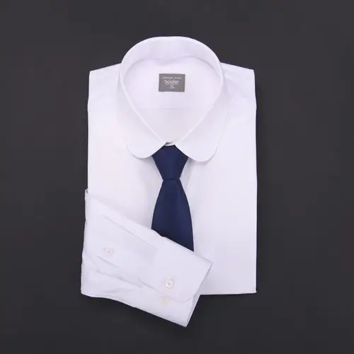 拜耳baaler衬衫伊顿公学领圆角领普通袖口白色免烫修身商务绅士装
