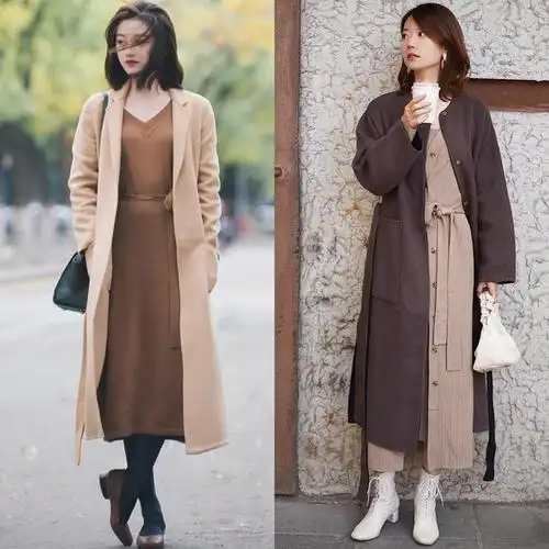 大衣裙子冬天这么穿洒脱大方又气质