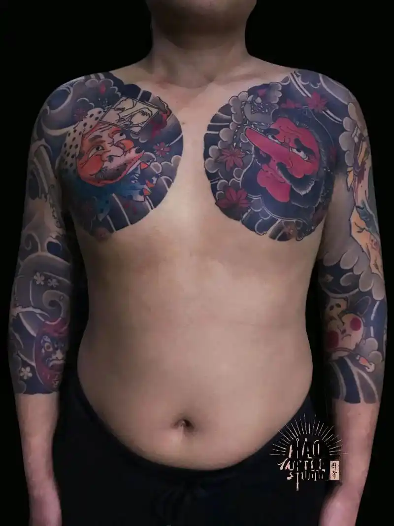 老传统.hao刺青工作室出品老传统七分甲火男,天狗七分 - 抖音