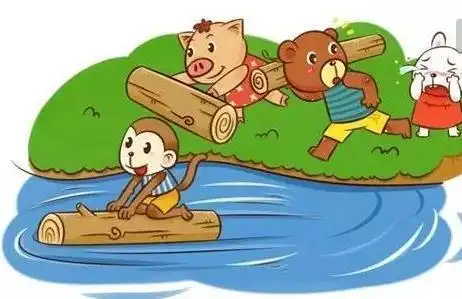 看图写话简笔画运木头