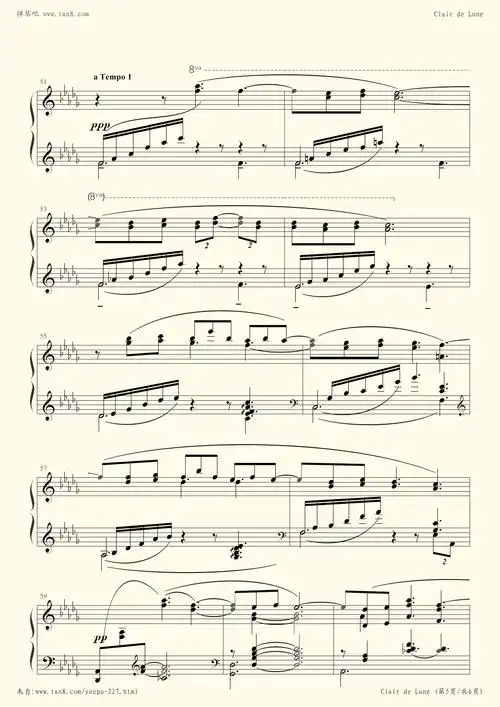 钢琴谱 - 月光曲(德彪西)