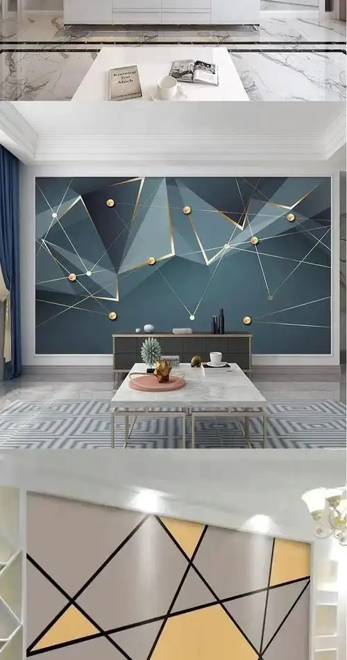 几何电视墙背景墙壁画墙裙装饰画墙布客厅墙纸自粘3d立体壁纸主图013d