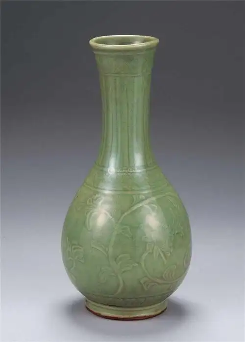 明 龙泉窑缠枝牡丹纹玉壶春-艺狐在线