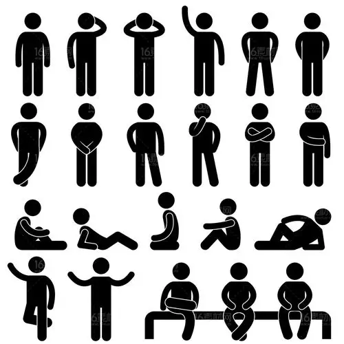 卡通人物剪影动作矢量素材