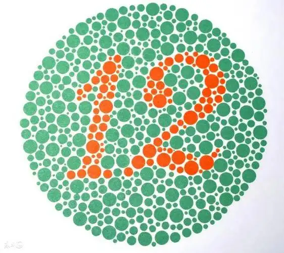 红绿色色盲和色弱看不出数字,正常者可以看到12.