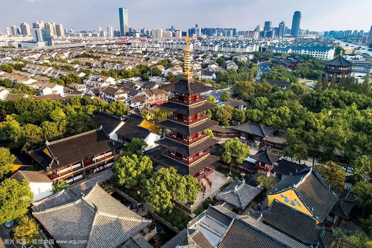 苏州寒山寺航拍
