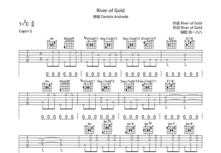 river of gold吉他谱_daniela andrade_c调弹唱84%原版 - 吉他世界