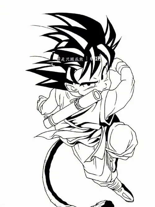 纯手绘黑白线稿龙珠