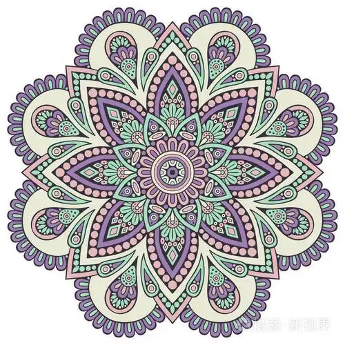 曼陀罗花.老式的装饰元素.东方模式,矢量图.