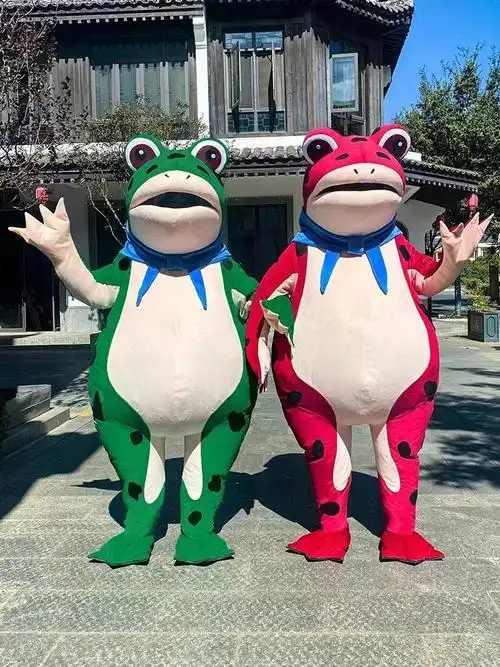 网红充气青蛙卡通人偶服装活动宣传人穿搞怪蓝色癞蛤蟆玩偶服定制