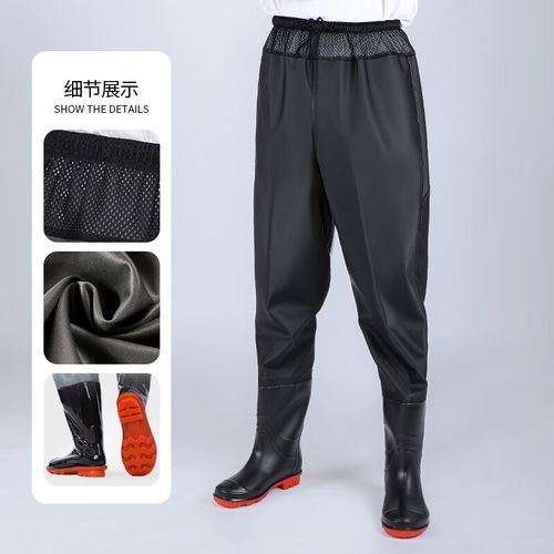 葛诺打渔郎下水裤超轻加厚齐腰下水裤水库皮叉防水衣服雨裤带雨鞋水鞋