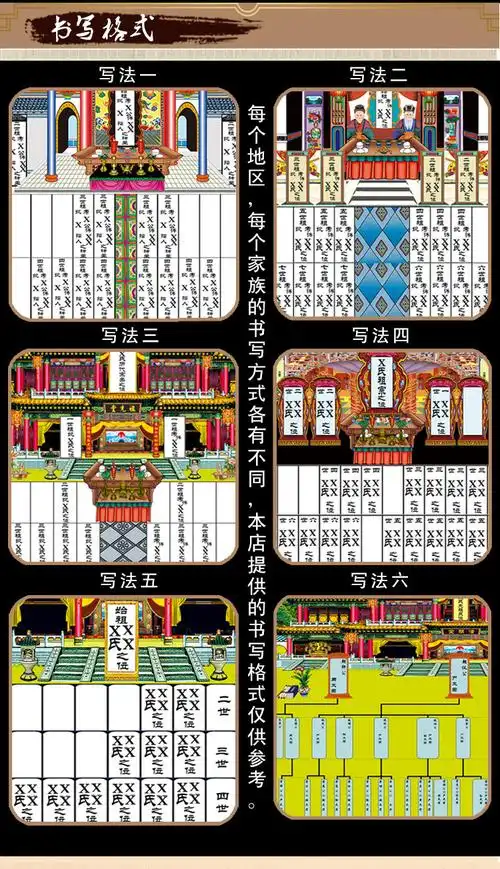 肖夫人家堂轴子家堂轴子小户型家谱挂画丝绢布祖宗牌位多款家堂卷轴