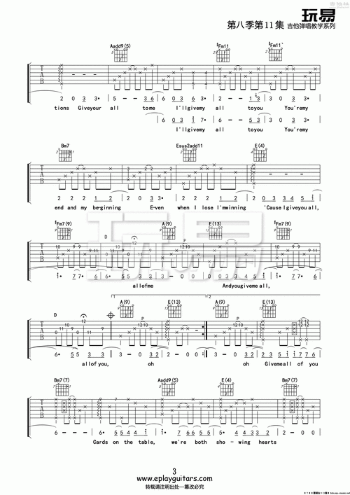john legend《all of me》吉他谱 - 吉他六线谱第3张