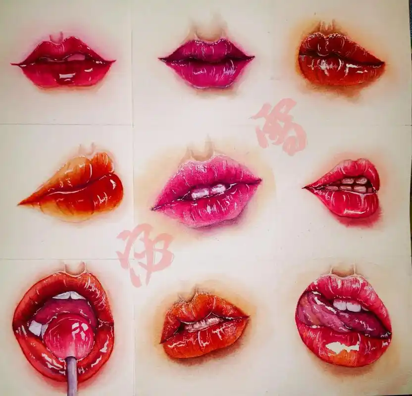朱唇皓齿娇春风,口脂面药生颜色#水彩手绘 #水彩嘴唇 #嘴唇 - 抖音