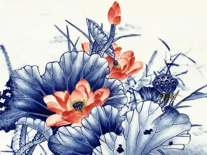 景德镇青花手绘瓷板画年年有余