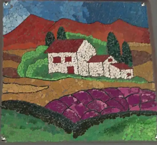 风景画蛋壳贴画彩色