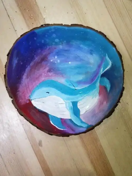 幼儿园环创摆饰木桩画手绘第二趴来喽